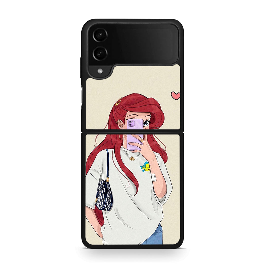 Samsung Galaxy Z Flip4 Walking Mermaid Θήκη από τη Smartfits με σχέδιο στο πίσω μέρος και μαύρο περίβλημα | Smartphone case with colorful back and black bezels by Smartfits