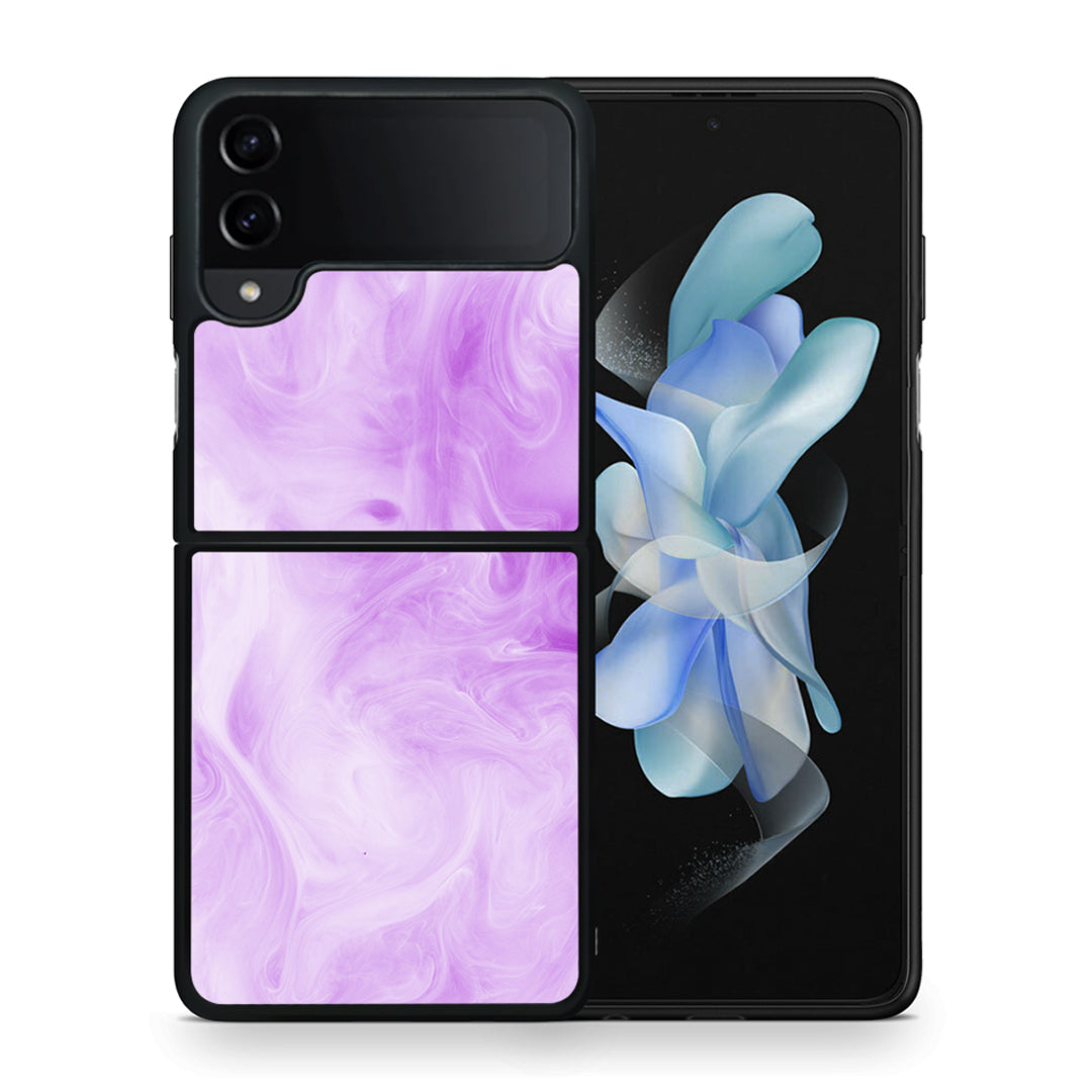 Θήκη Samsung Galaxy Z Flip4 Lavender Watercolor από τη Smartfits με σχέδιο στο πίσω μέρος και μαύρο περίβλημα | Samsung Galaxy Z Flip4 Lavender Watercolor case with colorful back and black bezels