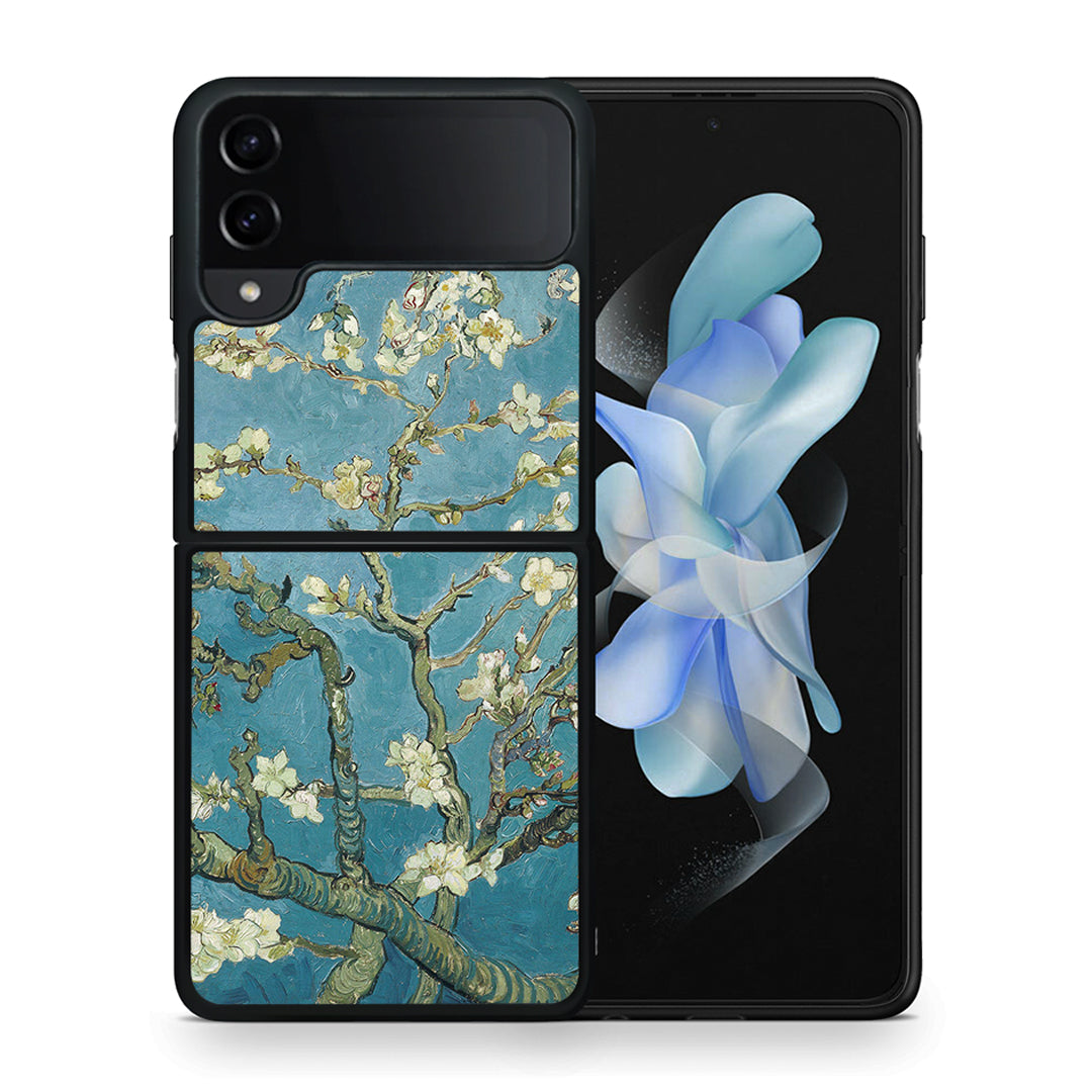 Θήκη Samsung Galaxy Z Flip4 White Blossoms από τη Smartfits με σχέδιο στο πίσω μέρος και μαύρο περίβλημα | Samsung Galaxy Z Flip4 White Blossoms case with colorful back and black bezels