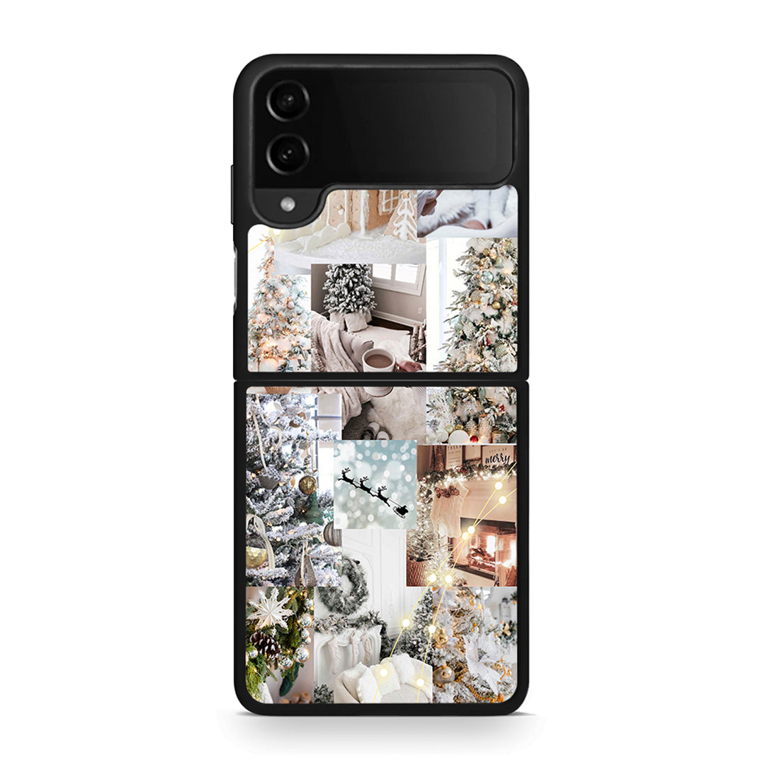Samsung Galaxy Z Flip4 White Christmas θήκη από τη Smartfits με σχέδιο στο πίσω μέρος και μαύρο περίβλημα | Smartphone case with colorful back and black bezels by Smartfits