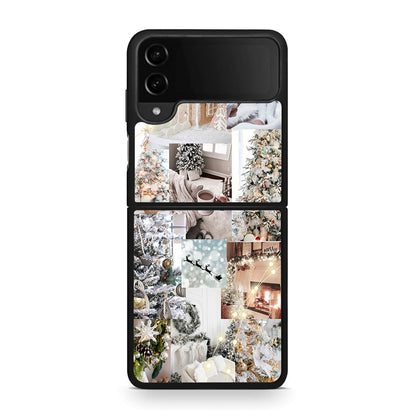 Samsung Galaxy Z Flip4 White Christmas θήκη από τη Smartfits με σχέδιο στο πίσω μέρος και μαύρο περίβλημα | Smartphone case with colorful back and black bezels by Smartfits