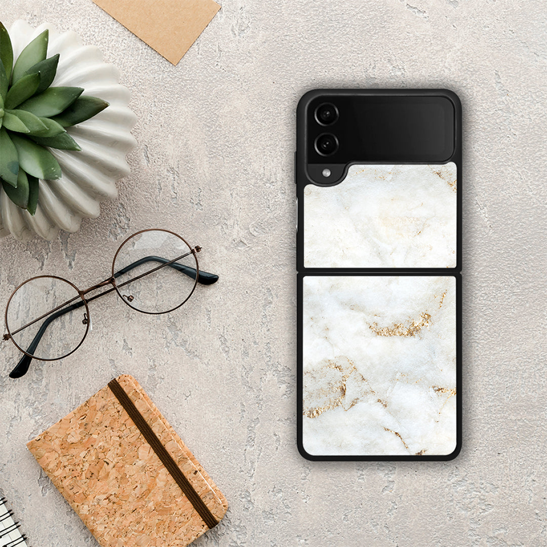 White Gold Marble - Samsung Galaxy Z Flip4 θήκη
