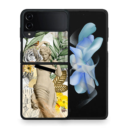 Θήκη Samsung Galaxy Z Flip4 Woman Statue από τη Smartfits με σχέδιο στο πίσω μέρος και μαύρο περίβλημα | Samsung Galaxy Z Flip4 Woman Statue case with colorful back and black bezels