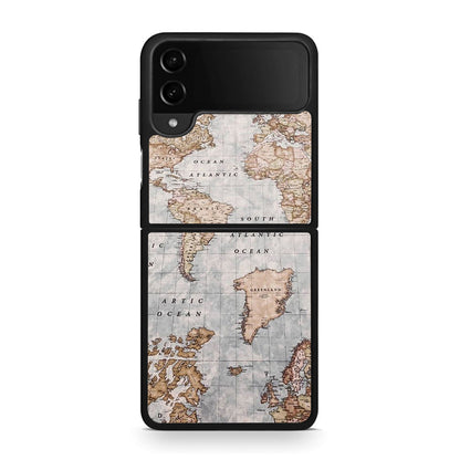 Samsung Galaxy Z Flip4 World Map Θήκη από τη Smartfits με σχέδιο στο πίσω μέρος και μαύρο περίβλημα | Smartphone case with colorful back and black bezels by Smartfits