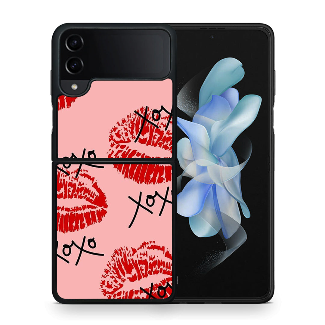Θήκη Samsung Galaxy Z Flip4 XOXO Lips από τη Smartfits με σχέδιο στο πίσω μέρος και μαύρο περίβλημα | Samsung Galaxy Z Flip4 XOXO Lips case with colorful back and black bezels