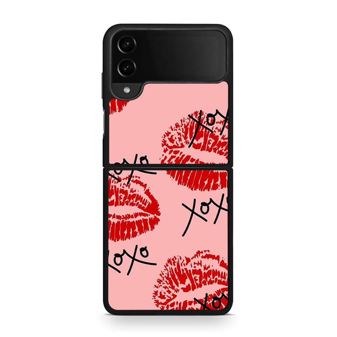Samsung Galaxy Z Flip4 XOXO Lips θήκη από τη Smartfits με σχέδιο στο πίσω μέρος και μαύρο περίβλημα | Smartphone case with colorful back and black bezels by Smartfits