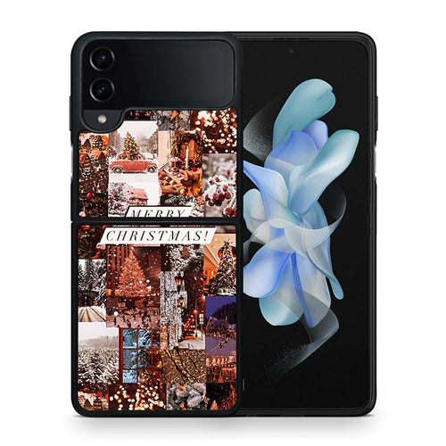 Θήκη Samsung Galaxy Z Flip4 Xmas Collage από τη Smartfits με σχέδιο στο πίσω μέρος και μαύρο περίβλημα | Samsung Galaxy Z Flip4 Xmas Collage case with colorful back and black bezels