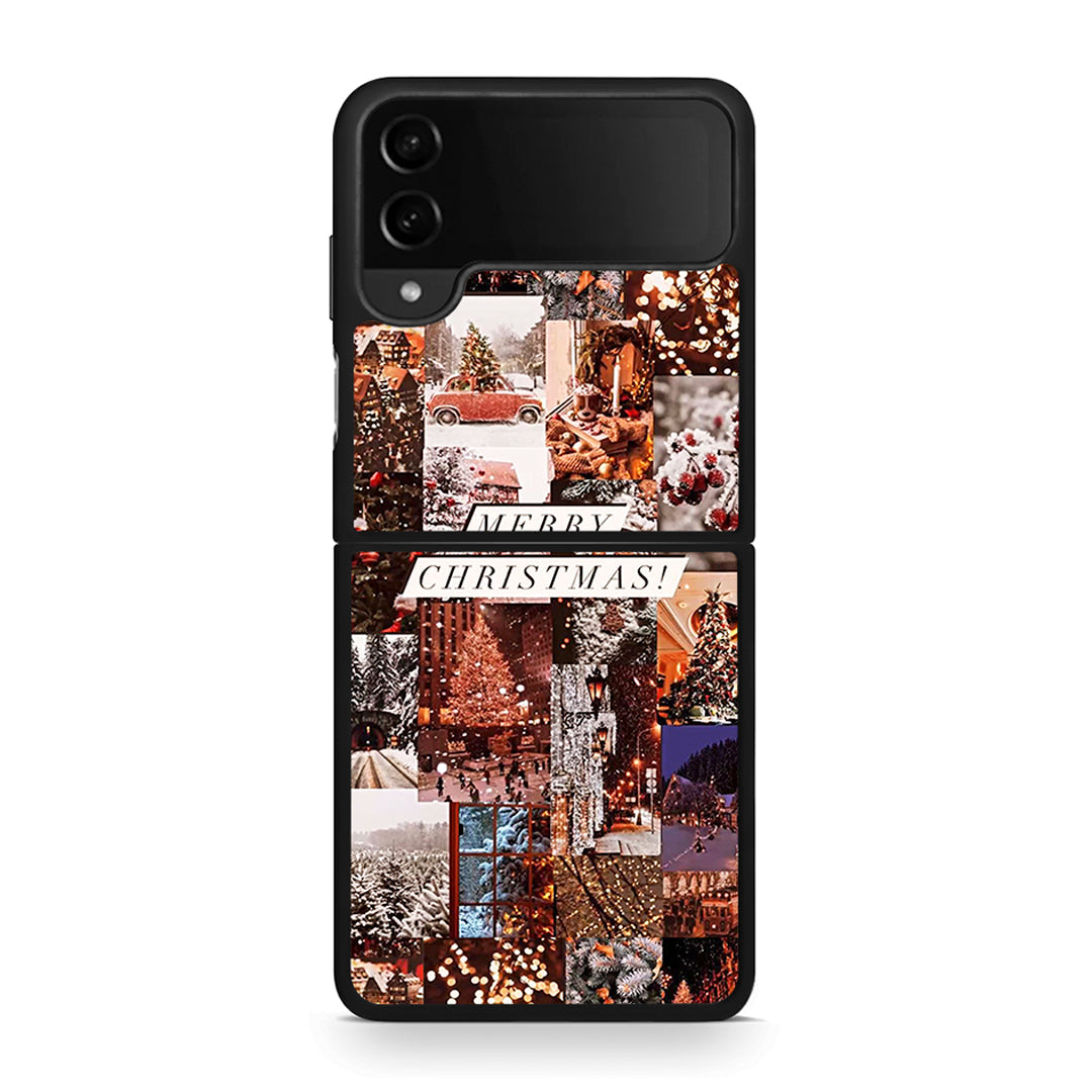 Samsung Galaxy Z Flip4 Xmas Collage θήκη από τη Smartfits με σχέδιο στο πίσω μέρος και μαύρο περίβλημα | Smartphone case with colorful back and black bezels by Smartfits