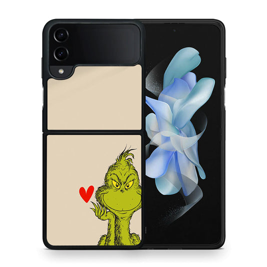 Θήκη Samsung Galaxy Z Flip4 Xmas Grinch από τη Smartfits με σχέδιο στο πίσω μέρος και μαύρο περίβλημα | Samsung Galaxy Z Flip4 Xmas Grinch case with colorful back and black bezels