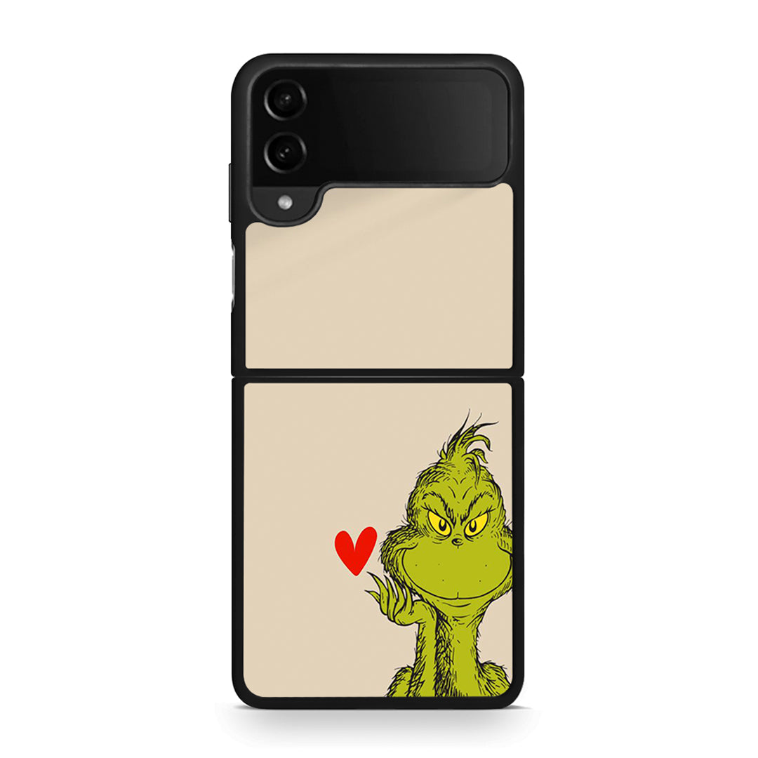 Samsung Galaxy Z Flip4 Xmas Grinch θήκη από τη Smartfits με σχέδιο στο πίσω μέρος και μαύρο περίβλημα | Smartphone case with colorful back and black bezels by Smartfits