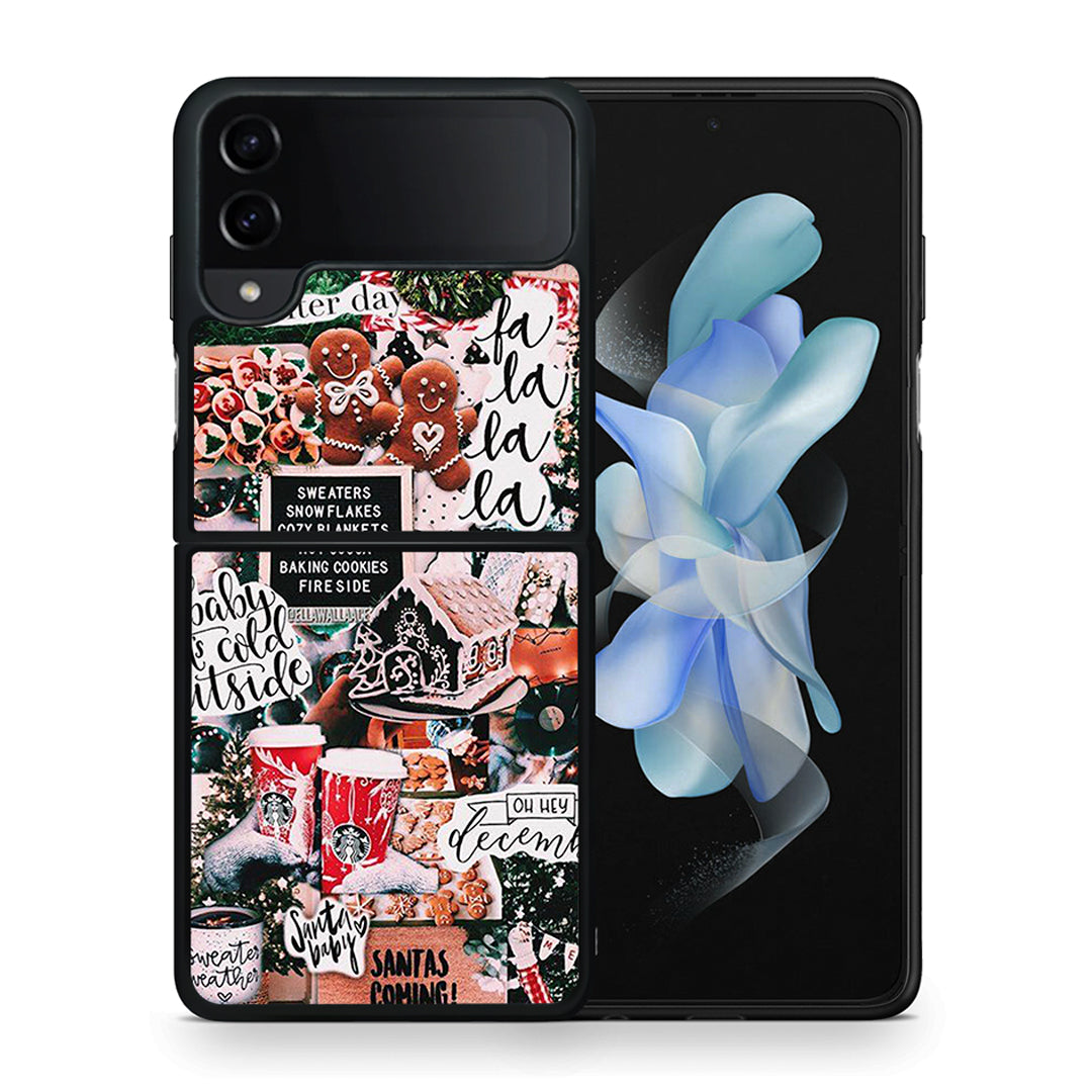 Θήκη Samsung Galaxy Z Flip4 Xmas Habbits από τη Smartfits με σχέδιο στο πίσω μέρος και μαύρο περίβλημα | Samsung Galaxy Z Flip4 Xmas Habbits case with colorful back and black bezels