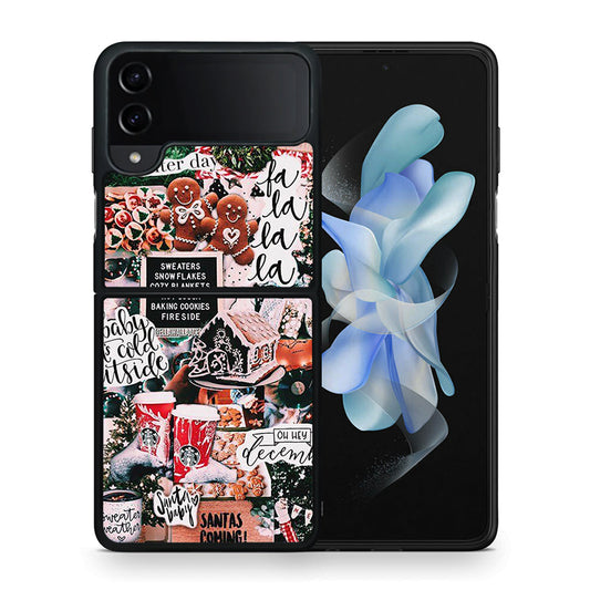 Θήκη Samsung Galaxy Z Flip4 Xmas Habbits από τη Smartfits με σχέδιο στο πίσω μέρος και μαύρο περίβλημα | Samsung Galaxy Z Flip4 Xmas Habbits case with colorful back and black bezels