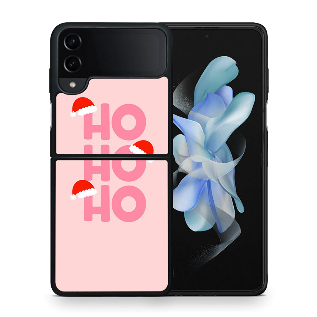 Θήκη Samsung Galaxy Z Flip4 Xmas Ho Ho Ho από τη Smartfits με σχέδιο στο πίσω μέρος και μαύρο περίβλημα | Samsung Galaxy Z Flip4 Xmas Ho Ho Ho case with colorful back and black bezels