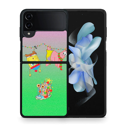 Θήκη Samsung Galaxy Z Flip4 Xmas Lights από τη Smartfits με σχέδιο στο πίσω μέρος και μαύρο περίβλημα | Samsung Galaxy Z Flip4 Xmas Lights case with colorful back and black bezels