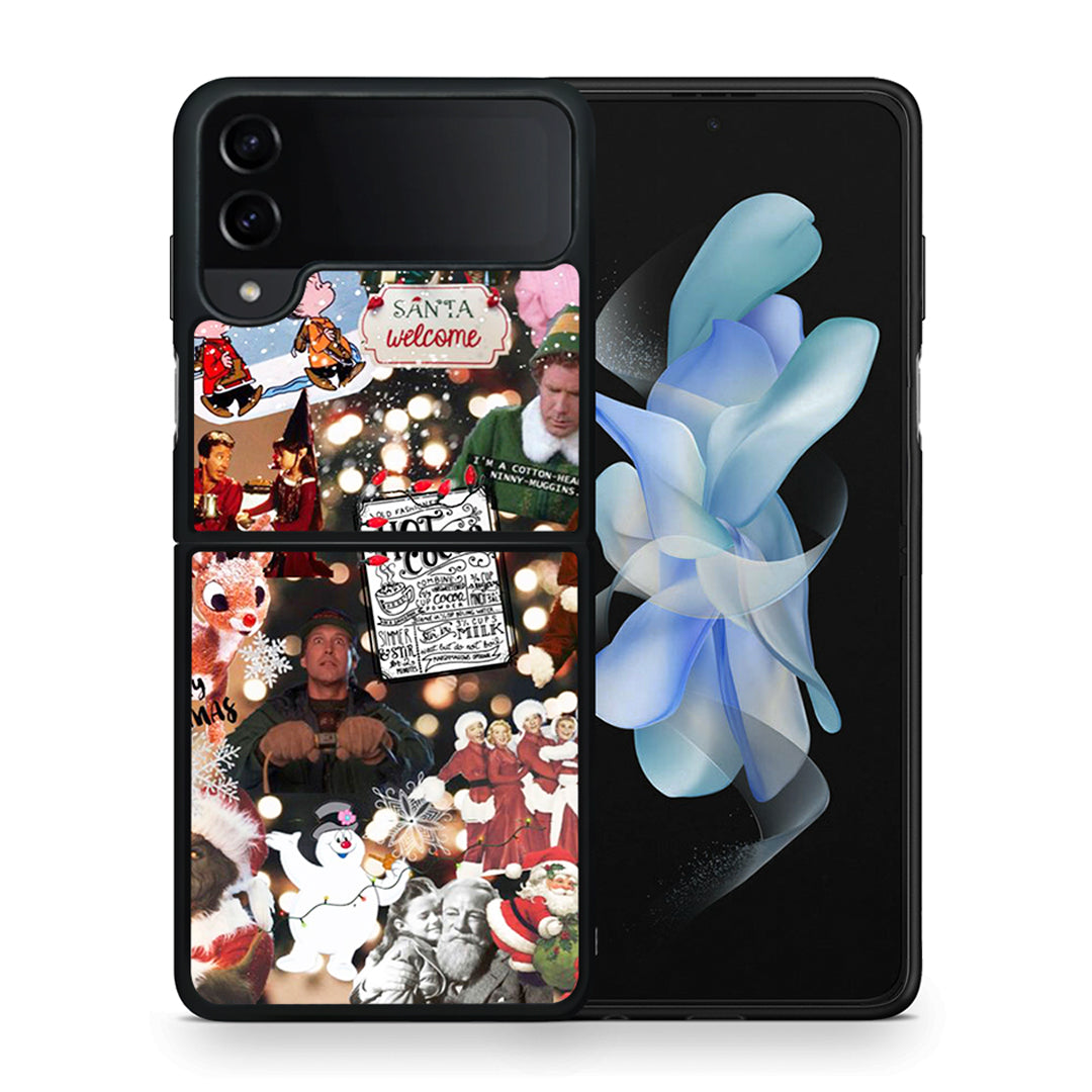 Θήκη Samsung Galaxy Z Flip4 Xmas Movies από τη Smartfits με σχέδιο στο πίσω μέρος και μαύρο περίβλημα | Samsung Galaxy Z Flip4 Xmas Movies case with colorful back and black bezels