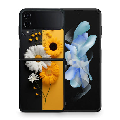 Θήκη Samsung Galaxy Z Flip4 Yellow Daisies από τη Smartfits με σχέδιο στο πίσω μέρος και μαύρο περίβλημα | Samsung Galaxy Z Flip4 Yellow Daisies case with colorful back and black bezels