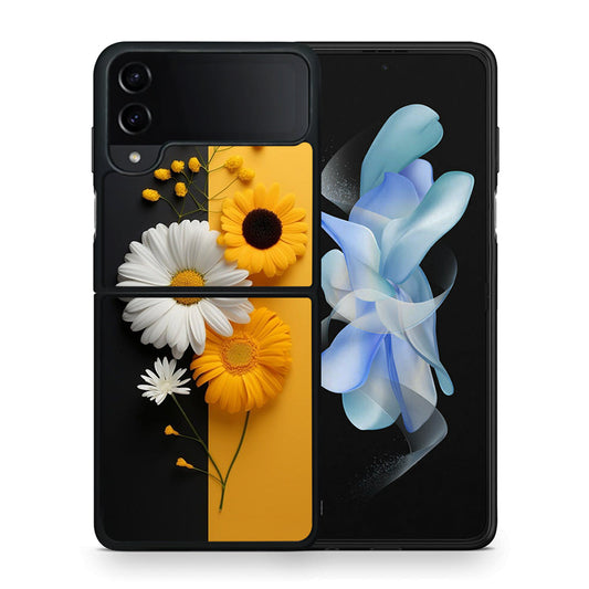 Θήκη Samsung Galaxy Z Flip4 Yellow Daisies από τη Smartfits με σχέδιο στο πίσω μέρος και μαύρο περίβλημα | Samsung Galaxy Z Flip4 Yellow Daisies case with colorful back and black bezels