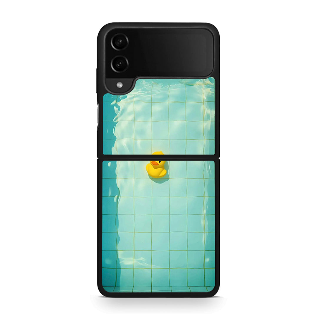 Samsung Galaxy Z Flip4 Yellow Duck θήκη από τη Smartfits με σχέδιο στο πίσω μέρος και μαύρο περίβλημα | Smartphone case with colorful back and black bezels by Smartfits