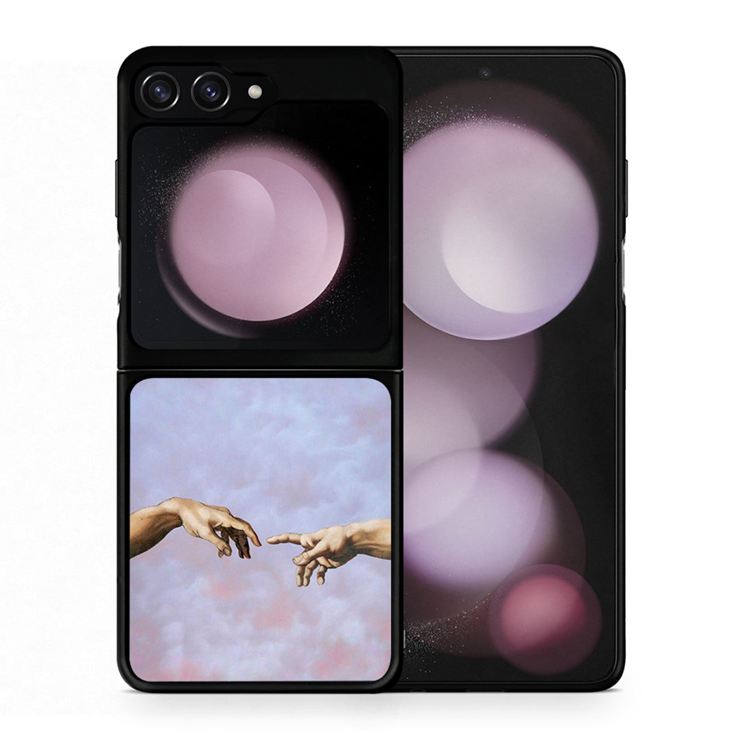 Θήκη Samsung Galaxy Z Flip5 Adam Hand από τη Smartfits με σχέδιο στο πίσω μέρος και μαύρο περίβλημα | Samsung Galaxy Z Flip5 Adam Hand case with colorful back and black bezels