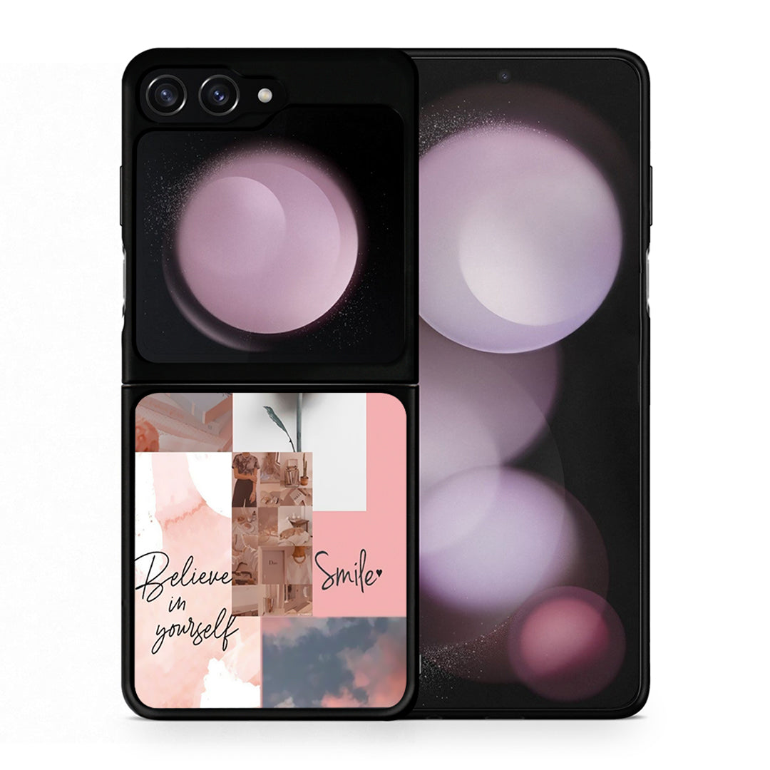 Θήκη Samsung Galaxy Z Flip5 Aesthetic Collage από τη Smartfits με σχέδιο στο πίσω μέρος και μαύρο περίβλημα | Samsung Galaxy Z Flip5 Aesthetic Collage case with colorful back and black bezels