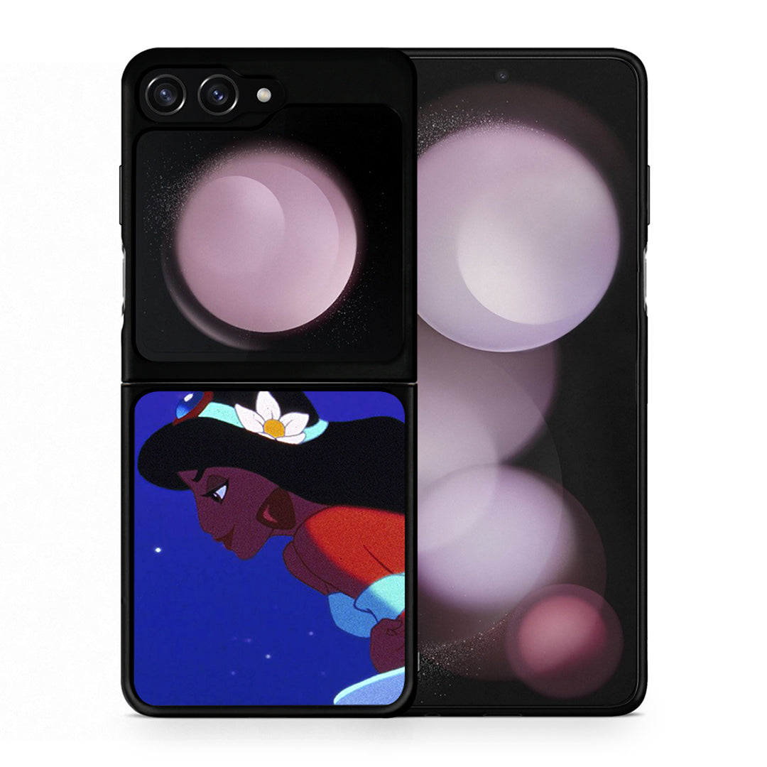 Θήκη Samsung Galaxy Z Flip5 Alladin And Jasmine Love 2 από τη Smartfits με σχέδιο στο πίσω μέρος και μαύρο περίβλημα | Samsung Galaxy Z Flip5 Alladin And Jasmine Love 2 case with colorful back and black bezels
