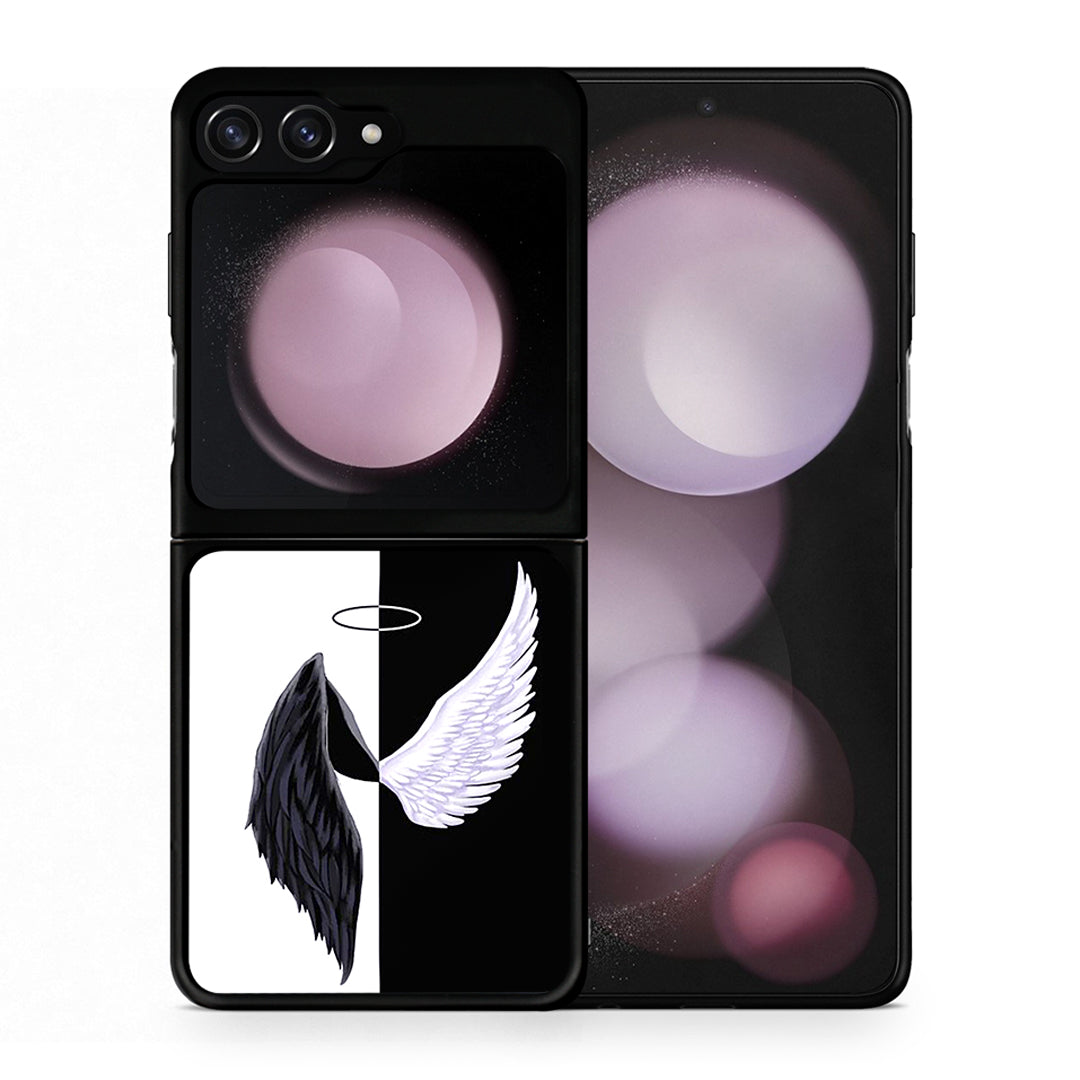 Θήκη Samsung Galaxy Z Flip5 Angels Demons από τη Smartfits με σχέδιο στο πίσω μέρος και μαύρο περίβλημα | Samsung Galaxy Z Flip5 Angels Demons case with colorful back and black bezels