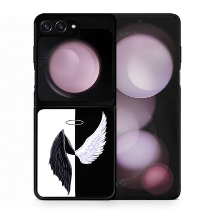 Θήκη Samsung Galaxy Z Flip5 Angels Demons από τη Smartfits με σχέδιο στο πίσω μέρος και μαύρο περίβλημα | Samsung Galaxy Z Flip5 Angels Demons case with colorful back and black bezels