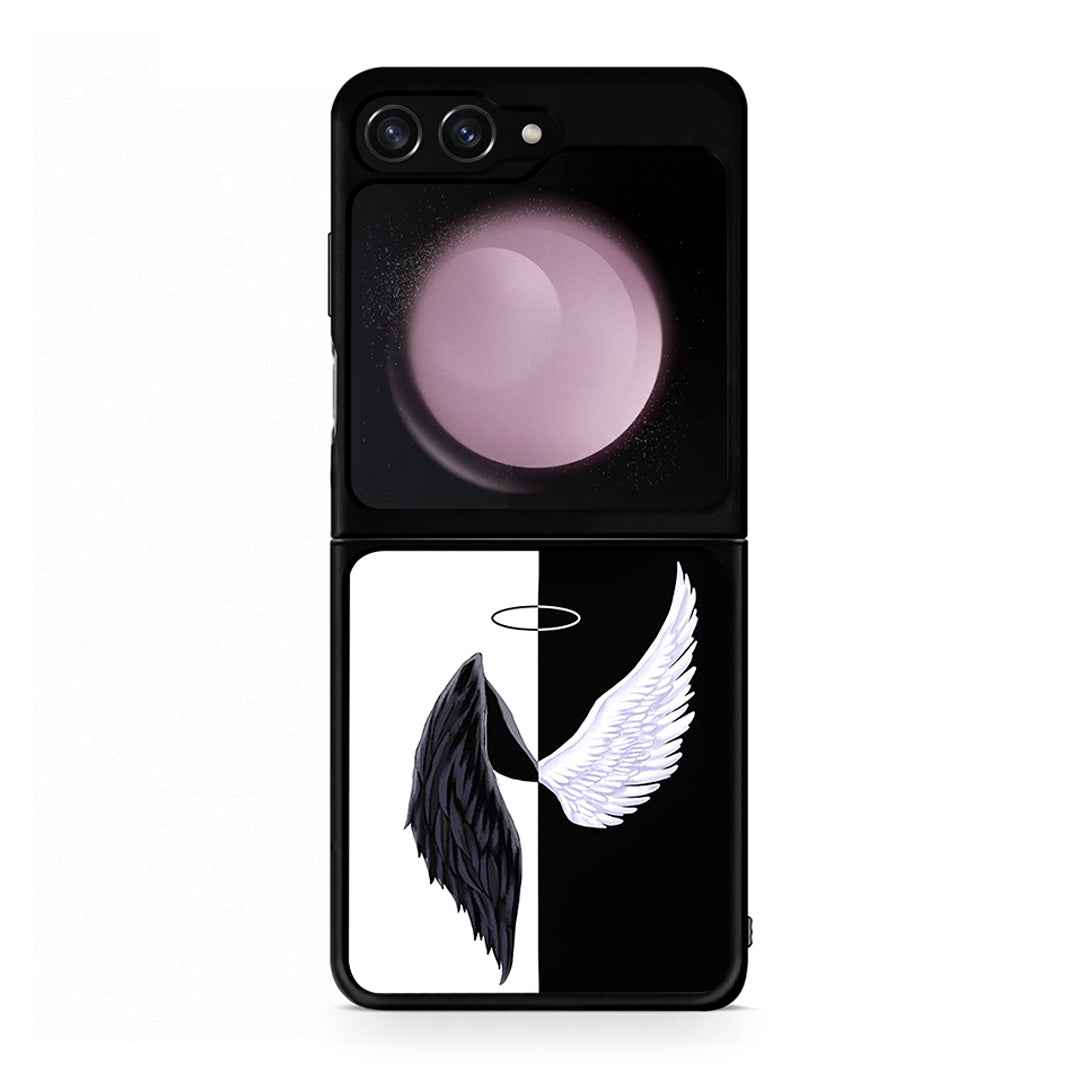 Samsung Galaxy Z Flip5 Angels Demons θήκη από τη Smartfits με σχέδιο στο πίσω μέρος και μαύρο περίβλημα | Smartphone case with colorful back and black bezels by Smartfits