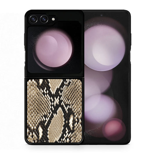 Θήκη Samsung Galaxy Z Flip5 Fashion Snake Animal από τη Smartfits με σχέδιο στο πίσω μέρος και μαύρο περίβλημα | Samsung Galaxy Z Flip5 Fashion Snake Animal case with colorful back and black bezels