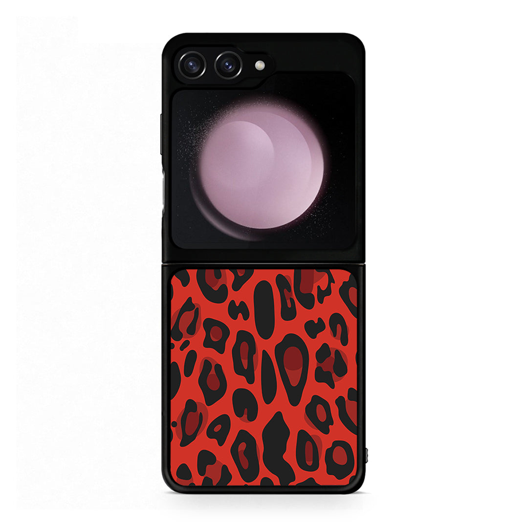 4 - Samsung Galaxy Z Flip5 Red Leopard Animal case, cover, bumper