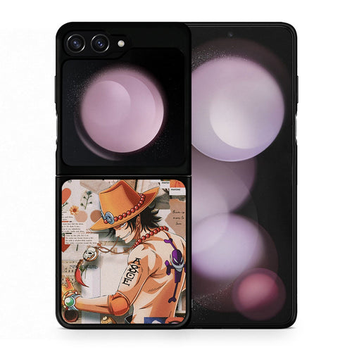 Θήκη Samsung Galaxy Z Flip5 Anime Collage από τη Smartfits με σχέδιο στο πίσω μέρος και μαύρο περίβλημα | Samsung Galaxy Z Flip5 Anime Collage case with colorful back and black bezels