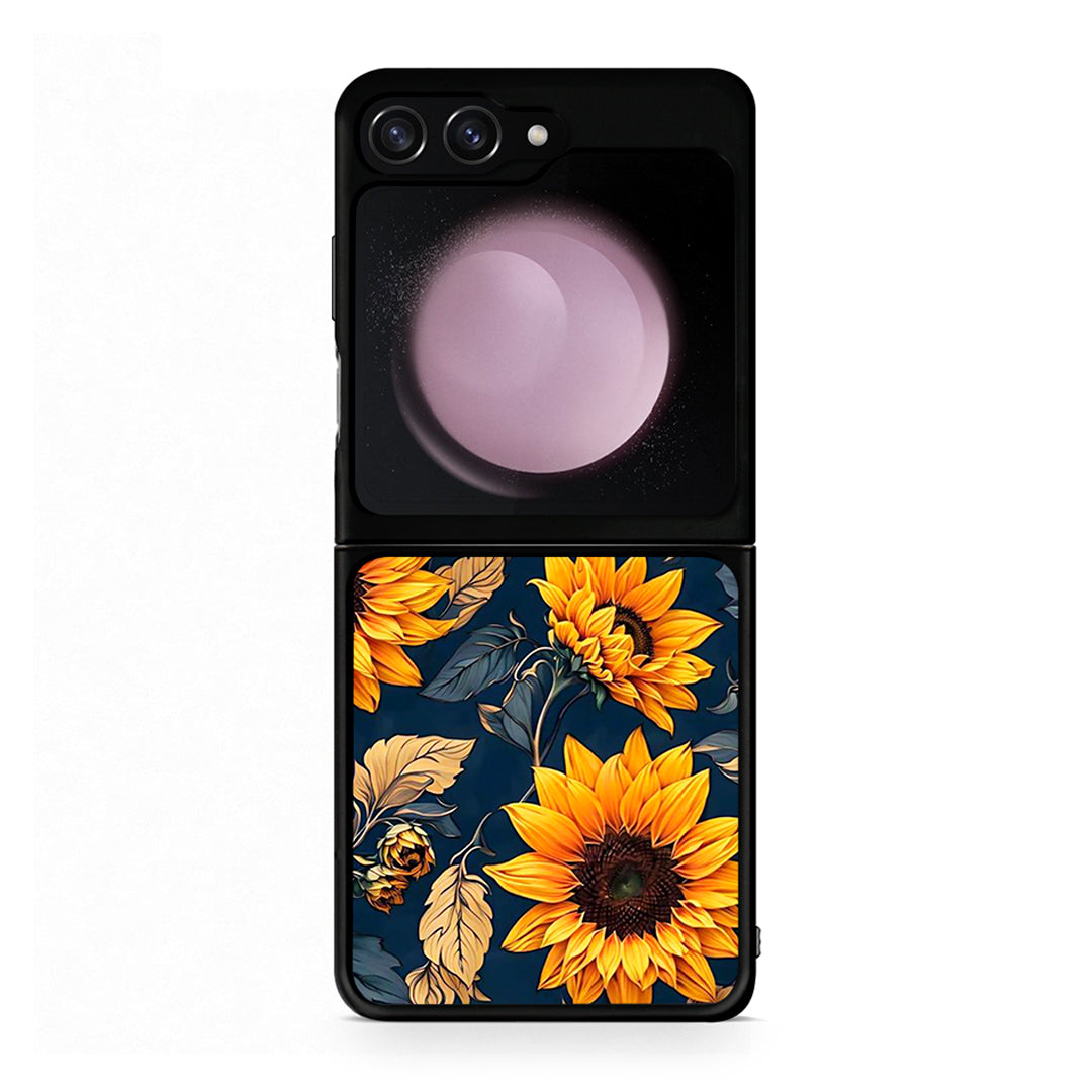 Samsung Galaxy Z Flip5 Autumn Sunflowers Θήκη από τη Smartfits με σχέδιο στο πίσω μέρος και μαύρο περίβλημα | Smartphone case with colorful back and black bezels by Smartfits