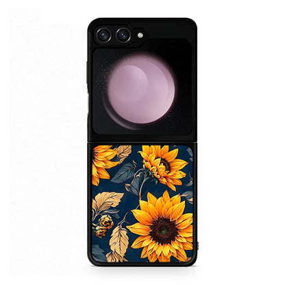 Samsung Galaxy Z Flip5 Autumn Sunflowers Θήκη από τη Smartfits με σχέδιο στο πίσω μέρος και μαύρο περίβλημα | Smartphone case with colorful back and black bezels by Smartfits