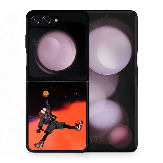 Θήκη Samsung Galaxy Z Flip5 Basketball Hero από τη Smartfits με σχέδιο στο πίσω μέρος και μαύρο περίβλημα | Samsung Galaxy Z Flip5 Basketball Hero case with colorful back and black bezels