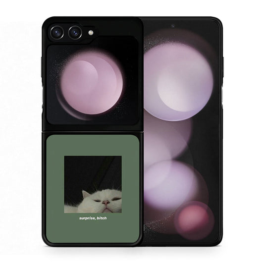 Θήκη Samsung Galaxy Z Flip5 Bitch Surprise από τη Smartfits με σχέδιο στο πίσω μέρος και μαύρο περίβλημα | Samsung Galaxy Z Flip5 Bitch Surprise case with colorful back and black bezels