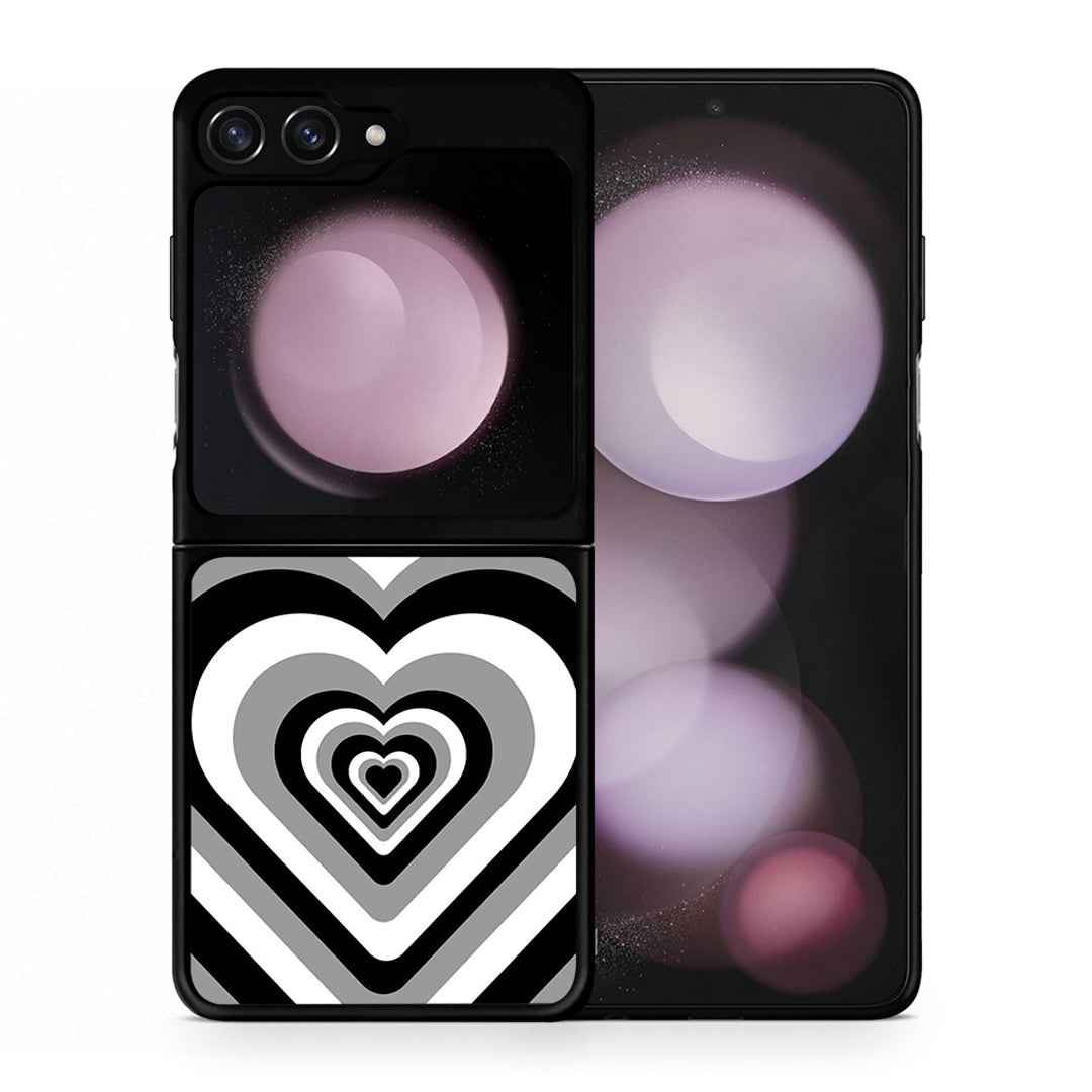 Θήκη Samsung Galaxy Z Flip5 Black Hearts από τη Smartfits με σχέδιο στο πίσω μέρος και μαύρο περίβλημα | Samsung Galaxy Z Flip5 Black Hearts case with colorful back and black bezels