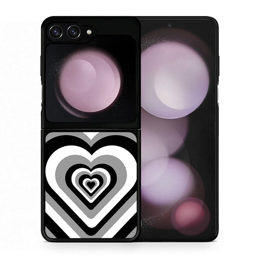Θήκη Samsung Galaxy Z Flip5 Black Hearts από τη Smartfits με σχέδιο στο πίσω μέρος και μαύρο περίβλημα | Samsung Galaxy Z Flip5 Black Hearts case with colorful back and black bezels