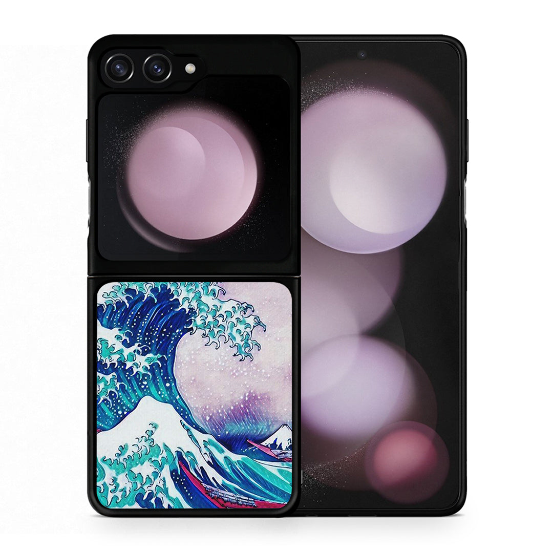 Θήκη Samsung Galaxy Z Flip5 Blue Waves από τη Smartfits με σχέδιο στο πίσω μέρος και μαύρο περίβλημα | Samsung Galaxy Z Flip5 Blue Waves case with colorful back and black bezels