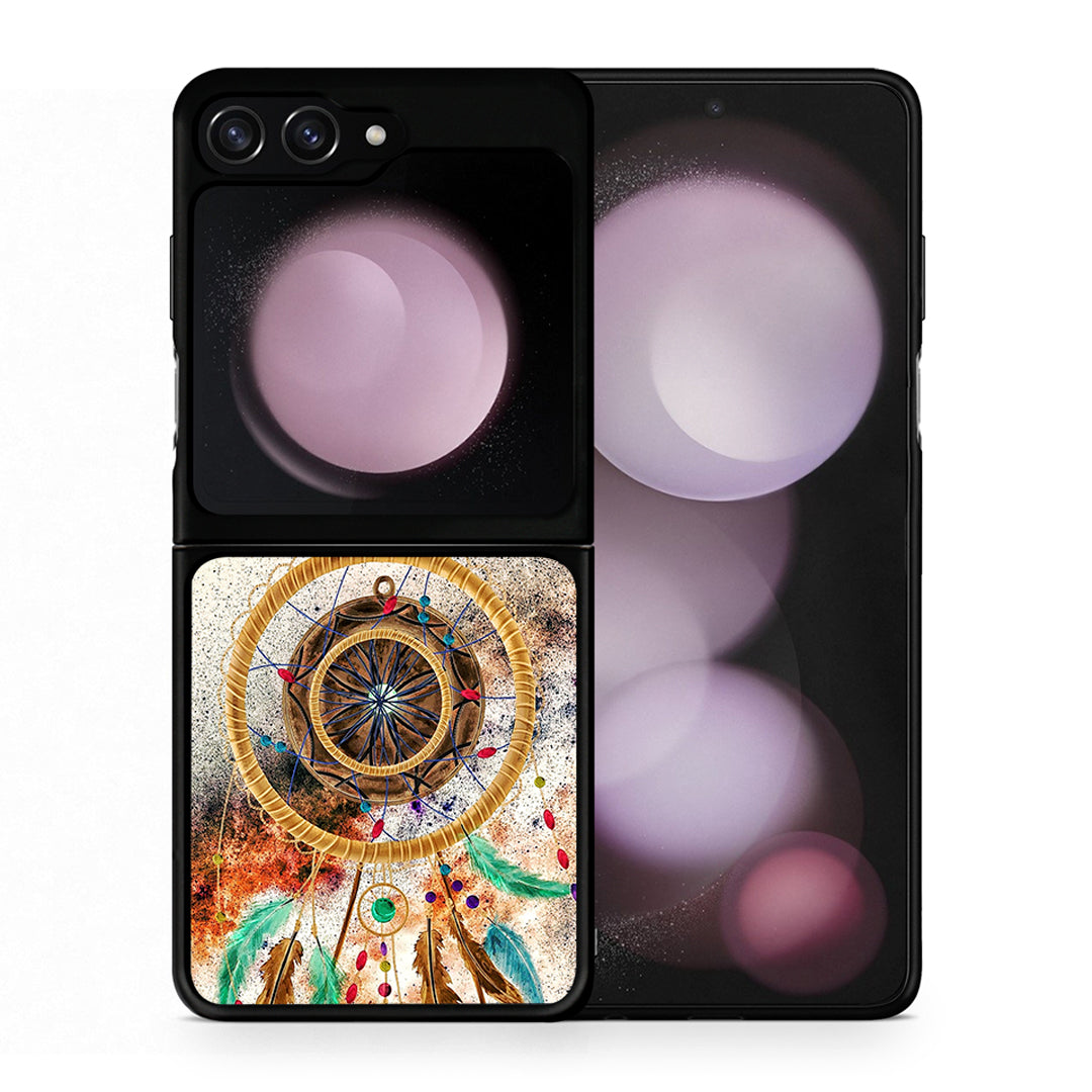 Θήκη Samsung Galaxy Z Flip5 DreamCatcher Boho από τη Smartfits με σχέδιο στο πίσω μέρος και μαύρο περίβλημα | Samsung Galaxy Z Flip5 DreamCatcher Boho case with colorful back and black bezels