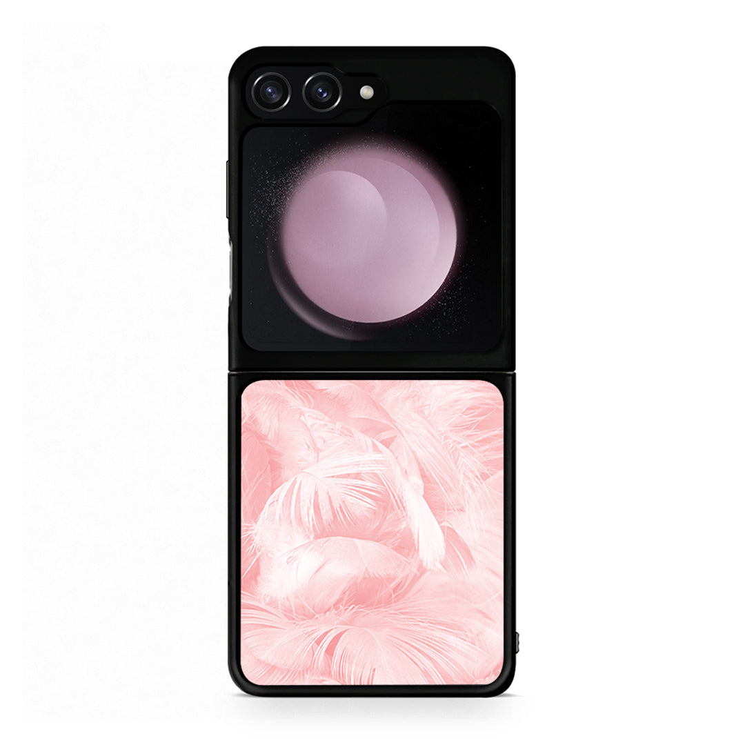 33 - Samsung Galaxy Z Flip5 Pink Feather Boho case, cover, bumper