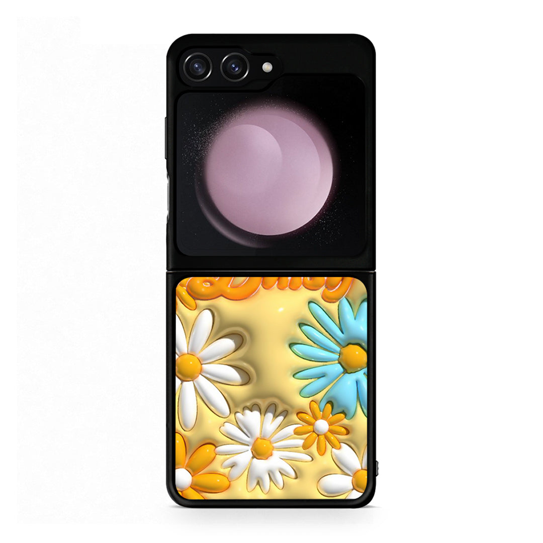 Samsung Galaxy Z Flip5 Bubble Daisies θήκη από τη Smartfits με σχέδιο στο πίσω μέρος και μαύρο περίβλημα | Smartphone case with colorful back and black bezels by Smartfits