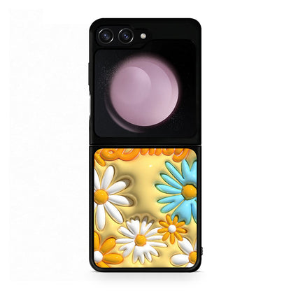Samsung Galaxy Z Flip5 Bubble Daisies θήκη από τη Smartfits με σχέδιο στο πίσω μέρος και μαύρο περίβλημα | Smartphone case with colorful back and black bezels by Smartfits