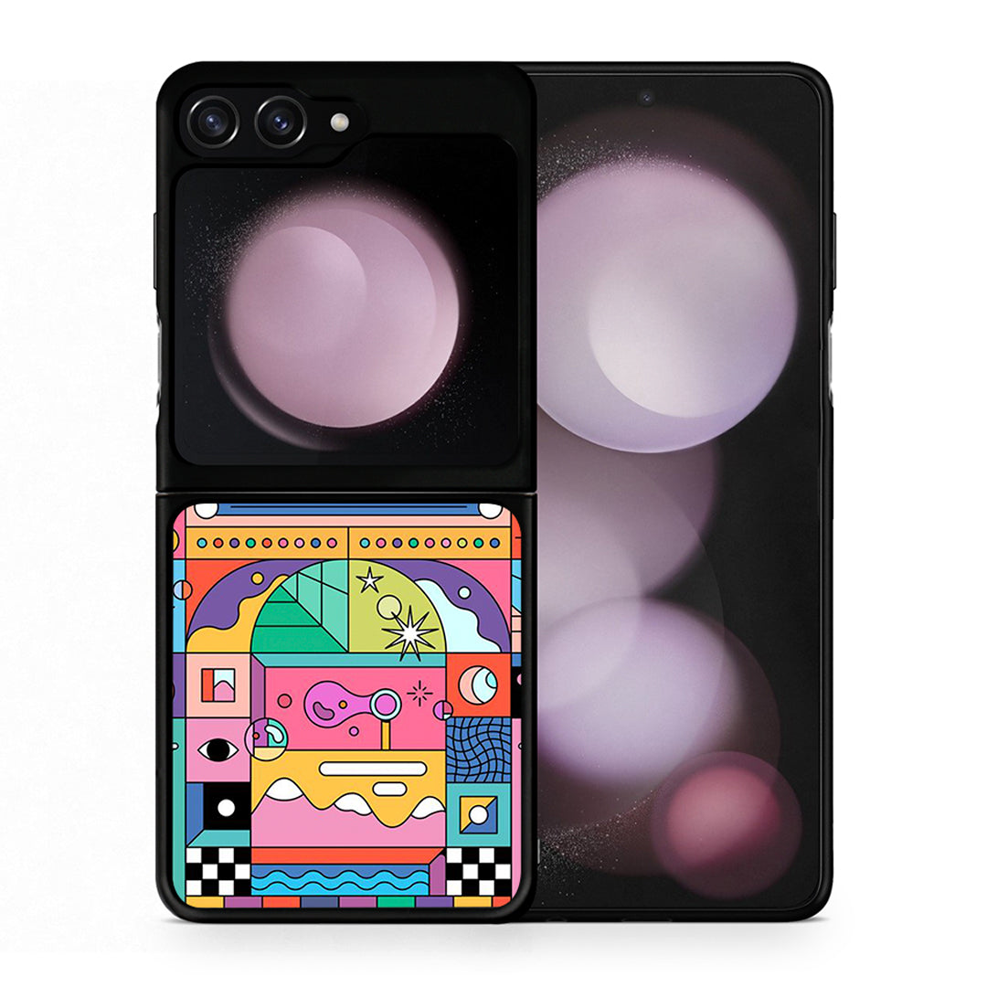 Θήκη Samsung Galaxy Z Flip5 Bubbles Soap από τη Smartfits με σχέδιο στο πίσω μέρος και μαύρο περίβλημα | Samsung Galaxy Z Flip5 Bubbles Soap case with colorful back and black bezels