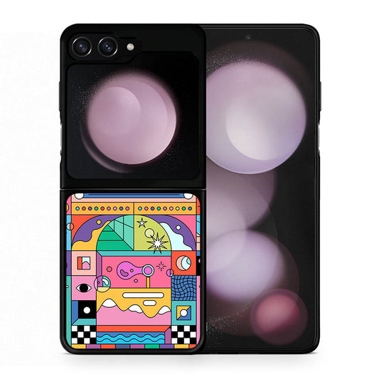 Θήκη Samsung Galaxy Z Flip5 Bubbles Soap από τη Smartfits με σχέδιο στο πίσω μέρος και μαύρο περίβλημα | Samsung Galaxy Z Flip5 Bubbles Soap case with colorful back and black bezels