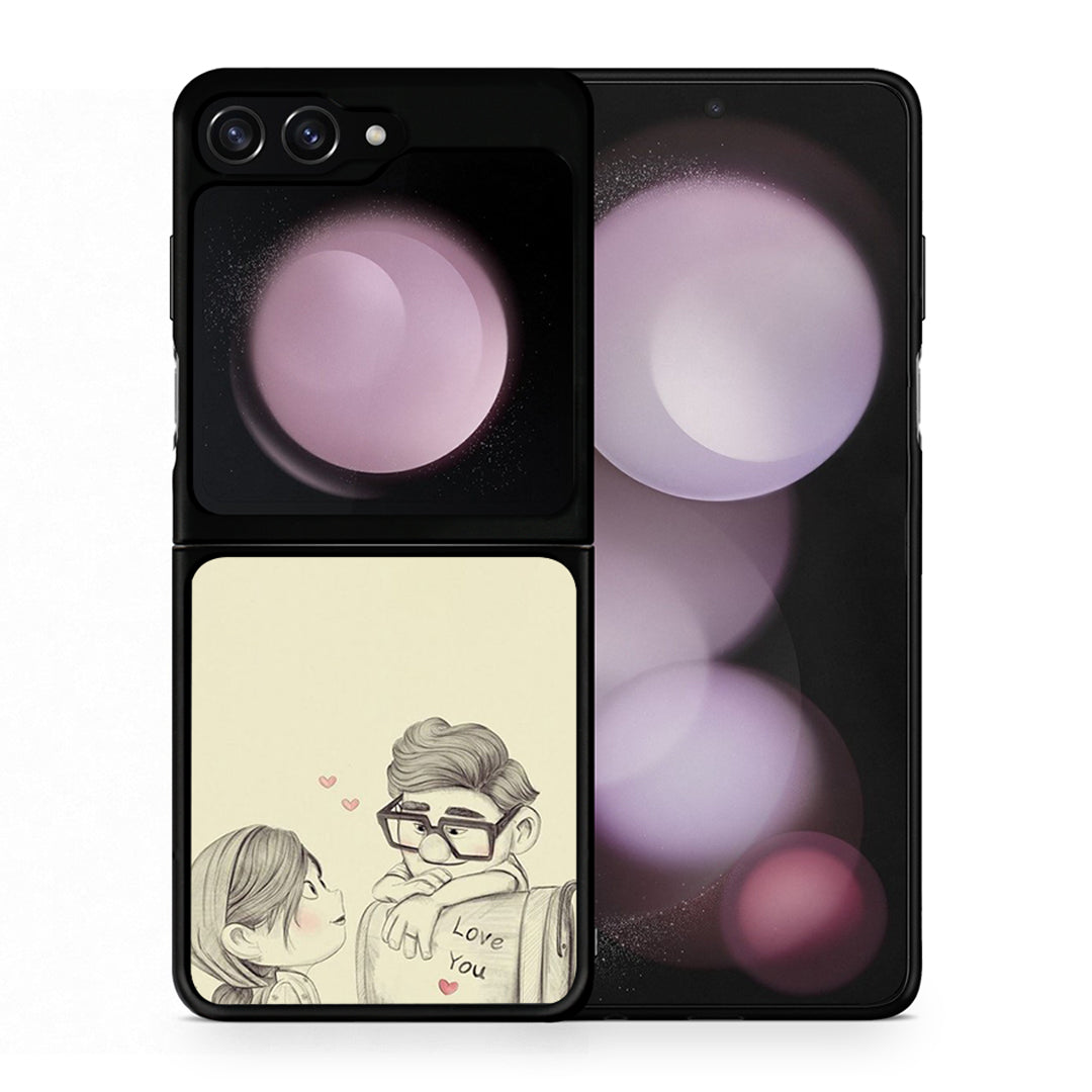 Θήκη Samsung Galaxy Z Flip5 Carl And Ellie από τη Smartfits με σχέδιο στο πίσω μέρος και μαύρο περίβλημα | Samsung Galaxy Z Flip5 Carl And Ellie case with colorful back and black bezels