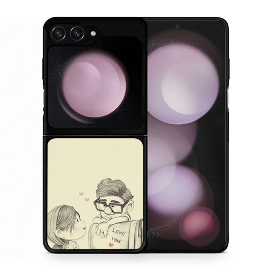 Θήκη Samsung Galaxy Z Flip5 Carl And Ellie από τη Smartfits με σχέδιο στο πίσω μέρος και μαύρο περίβλημα | Samsung Galaxy Z Flip5 Carl And Ellie case with colorful back and black bezels