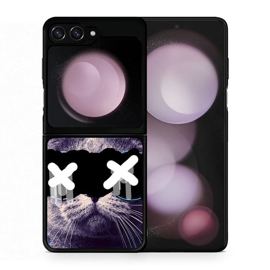 Θήκη Samsung Galaxy Z Flip5 Cat Collage από τη Smartfits με σχέδιο στο πίσω μέρος και μαύρο περίβλημα | Samsung Galaxy Z Flip5 Cat Collage case with colorful back and black bezels