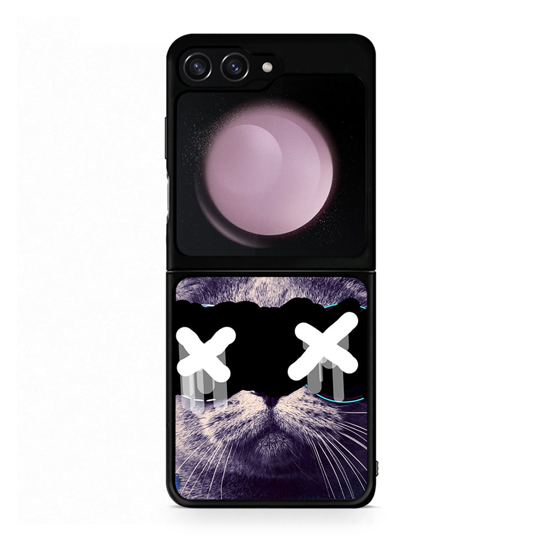Samsung Galaxy Z Flip5 Cat Collage θήκη από τη Smartfits με σχέδιο στο πίσω μέρος και μαύρο περίβλημα | Smartphone case with colorful back and black bezels by Smartfits