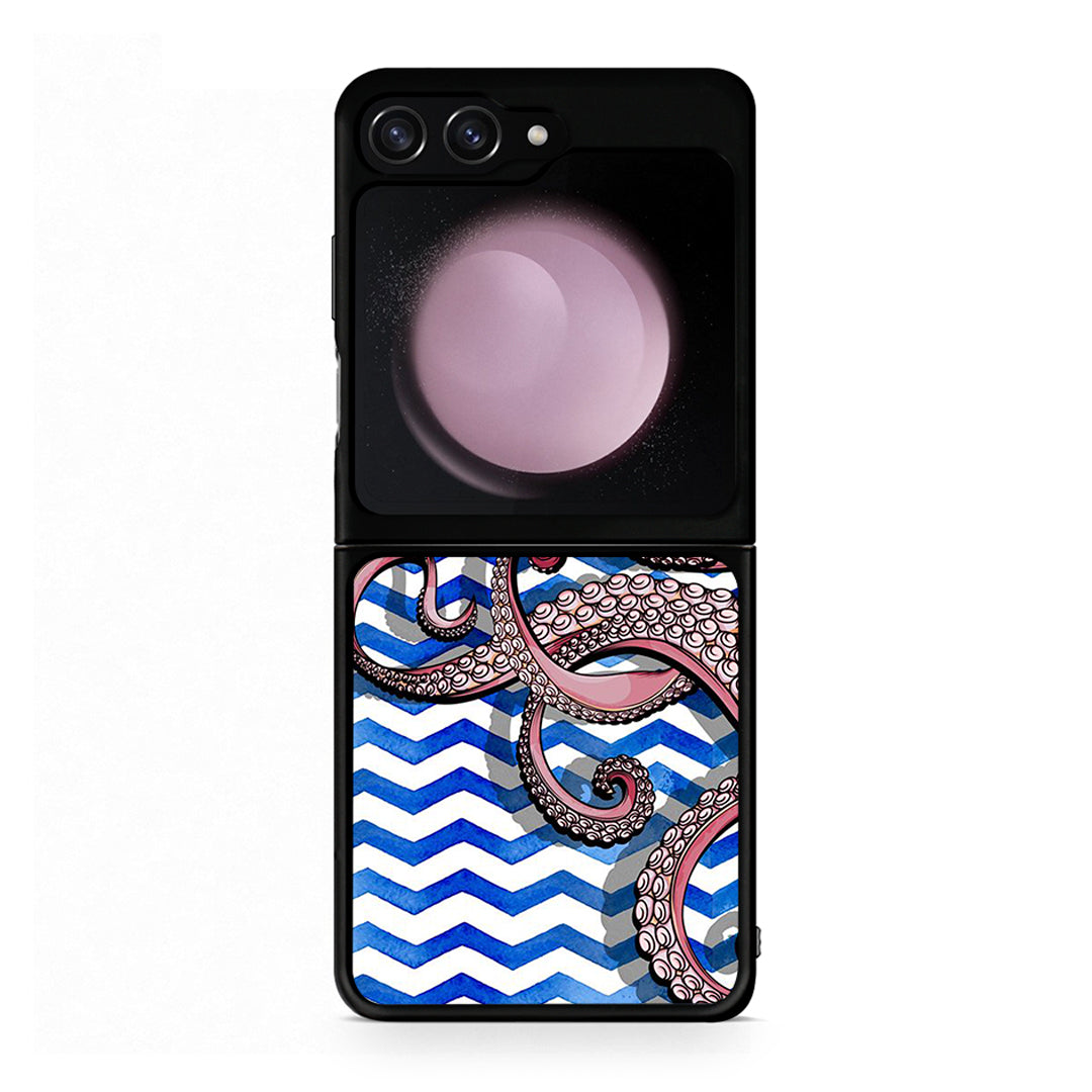 Samsung Galaxy Z Flip5 Chevron Devilfish θήκη από τη Smartfits με σχέδιο στο πίσω μέρος και μαύρο περίβλημα | Smartphone case with colorful back and black bezels by Smartfits