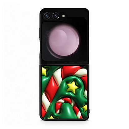 Samsung Galaxy Z Flip5 Christmas Bubbles θήκη από τη Smartfits με σχέδιο στο πίσω μέρος και μαύρο περίβλημα | Smartphone case with colorful back and black bezels by Smartfits